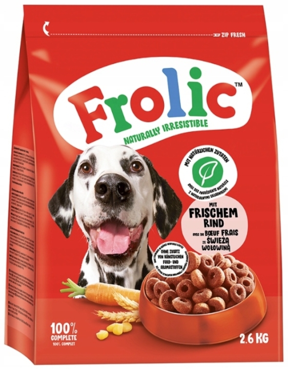 FROLIC Karma sucha dla psa Średnie i Duże Rasy Wołowina  2,6kg