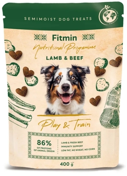 Fitmin NP Play and Train Przysmak treningowy z jagnięciną i wołowiną 400 g