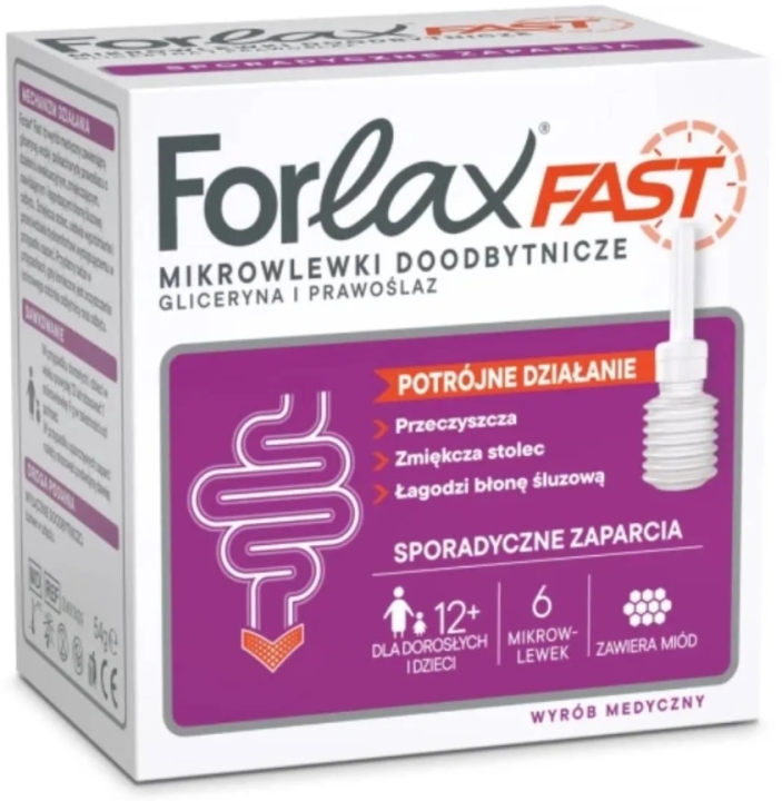 Forlax Fast - mikrowlewki doodbytnicze roztwór 6 mikrowlewek po 9 g