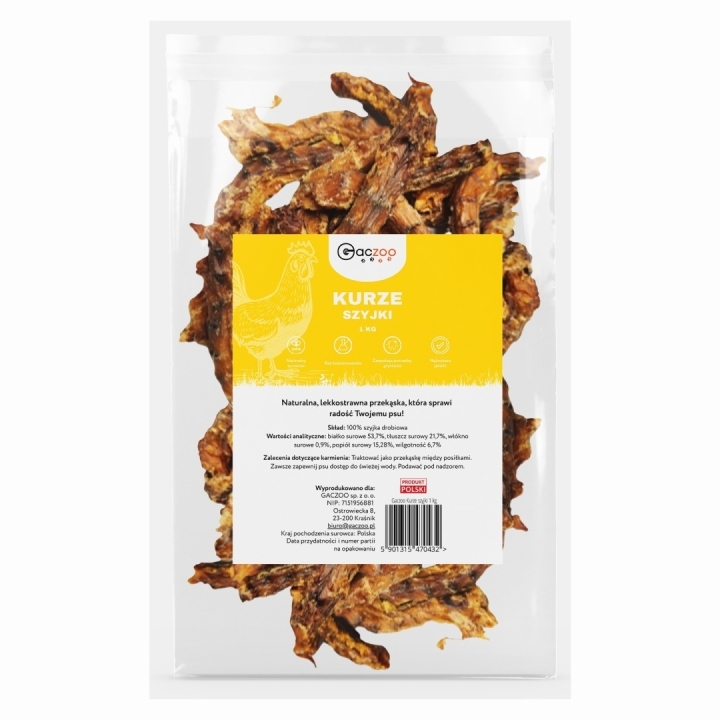 Gaczoo przysmak dla psa szyjka z kurczaka suszona 1kg