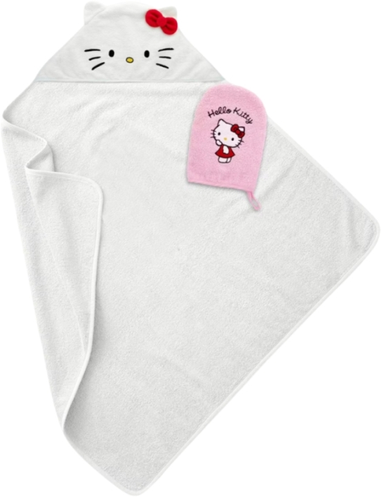Hello Kitty Haftowana pelerynka kąpielowa + zestaw rękawiczek 1 sztuka