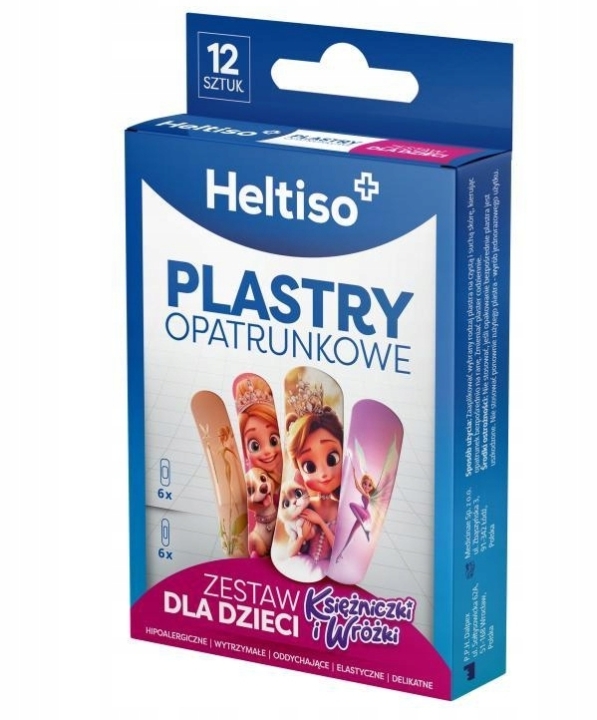 Heltiso Plastry-zestaw opatrunkowe dla dzieci księżniczki i wróżki 12 szt.