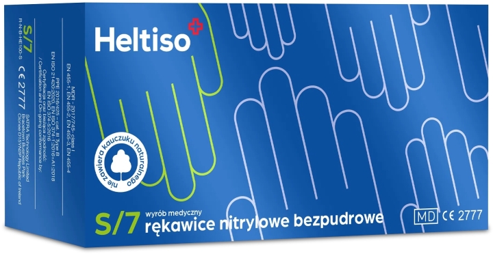 Heltiso Rękawice diagnostyczne i ochronne bezpudrowe nitrylowe niebieskie S 100 sztuk