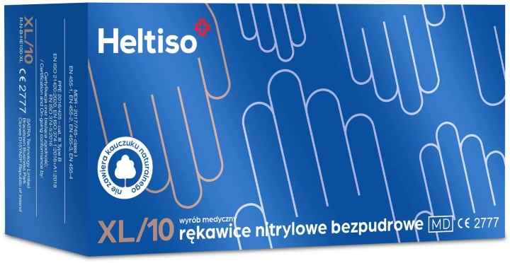 Heltiso Rękawice diagnostyczne i ochronne bezpudrowe nitrylowe niebieskie XL 100 sztuk