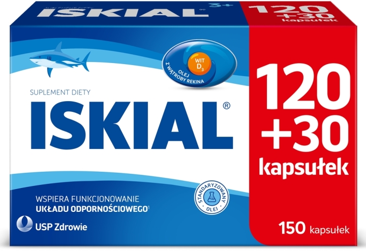 Iskial olej z wątroby rekina tran 120+30 kapsułek