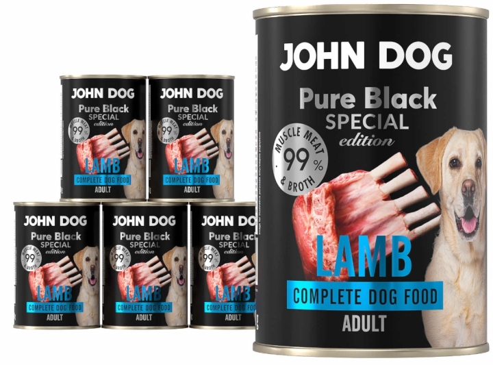 JOHN DOG Pure Black Karma mokra dla psa Jagnięcina 6 x 400 g