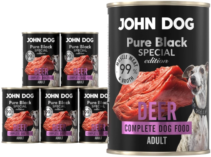 JOHN DOG Pure Black Special Edition Jeleń mokra karma dla psa 6x400 g