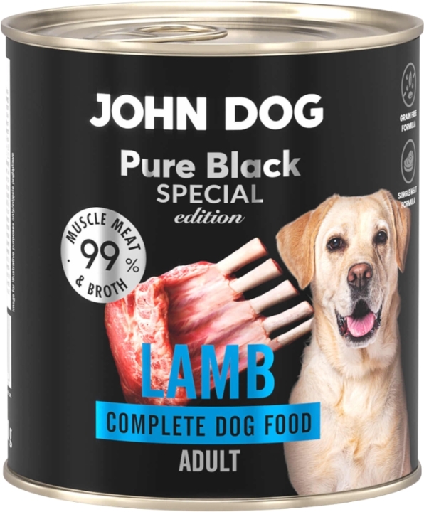JOHN DOG Pure Black Special Edition Karma mokra dla dorosłego psa Jagnięcina 6 x 800 g