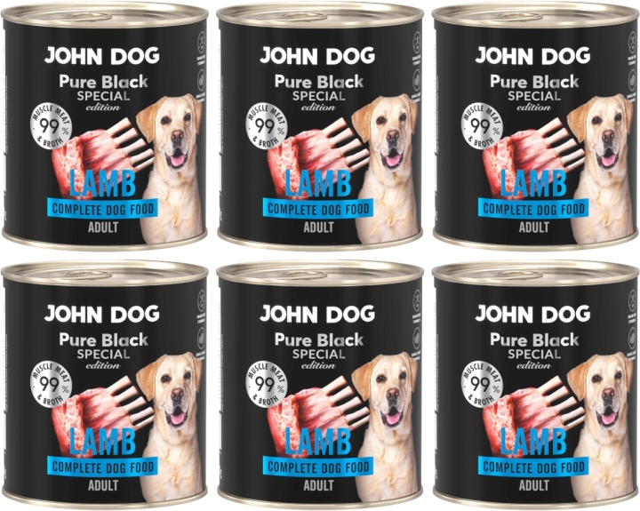 JOHN DOG Pure Black Special Edition Karma mokra dla dorosłego psa Jagnięcina 6 x 800 g