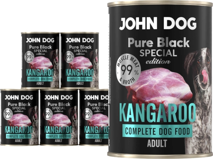 JOHN DOG Pure Black Special Edition Karma mokra dla psa Kangur 6x400 g