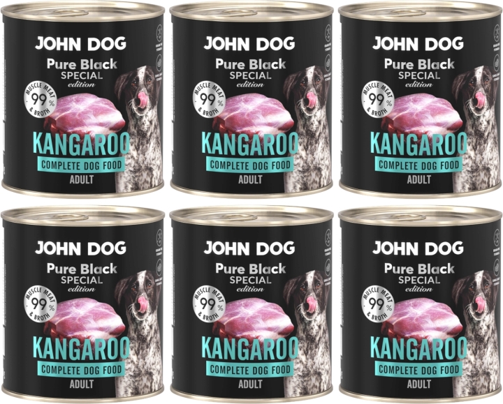 JOHN DOG Pure Black Special Edition Karma mokra dla psa Kangur 6x800 g