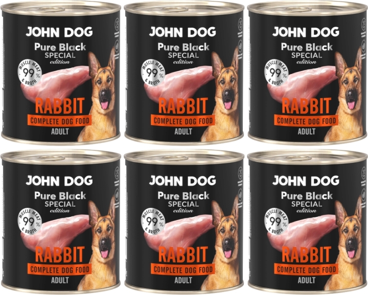 JOHN DOG Pure Black Special Edition karma mokra dla psa Królik 6x800 g