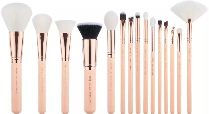 Jessup Nake Pink & Rose Gold Zestaw pędzli do makijażu twarzy i oczu 15 sztuk