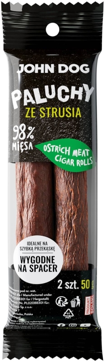 John Dog Paluchy dla psa ze strusia 98% 2 sztuki