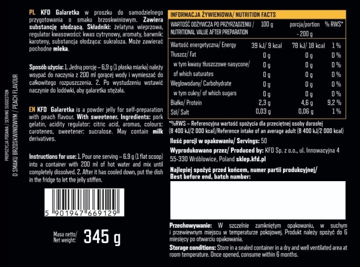 KFD Galaretka 345 g Brzoskwiniowy