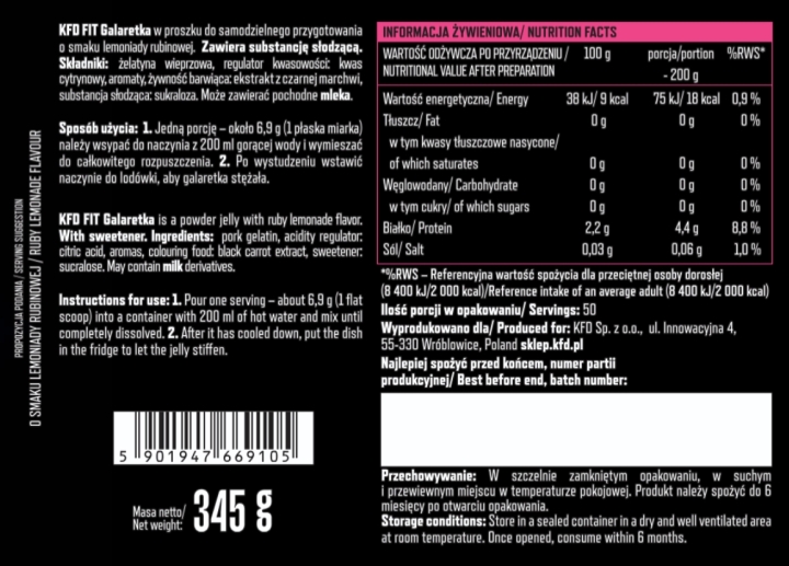 KFD Galaretka 345 g Lemoniady rubinowej