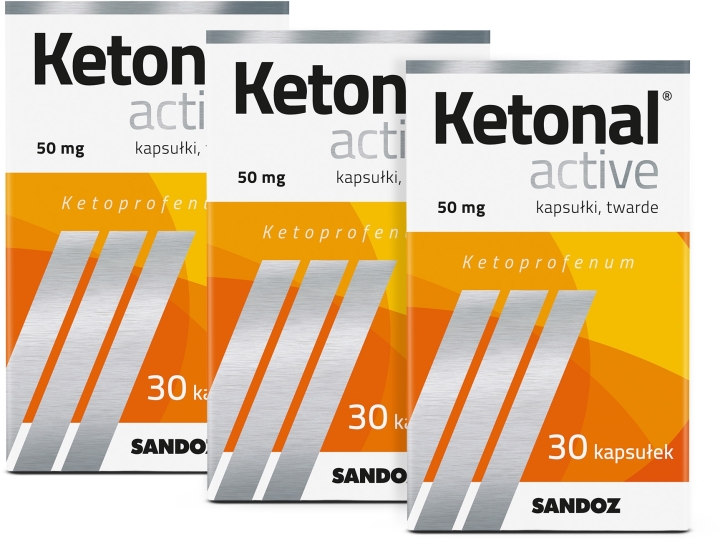 Ketonal Active 50 mg 30 kapsułek Wielopak × 3
