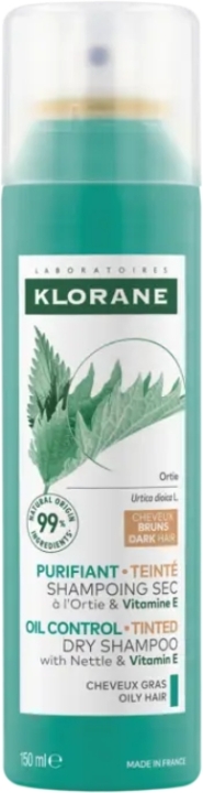 Klorane Szampon suchy włosy ciemne przetłuszczające się z pigmentem z pokrzywą i witaminą E 150 ml
