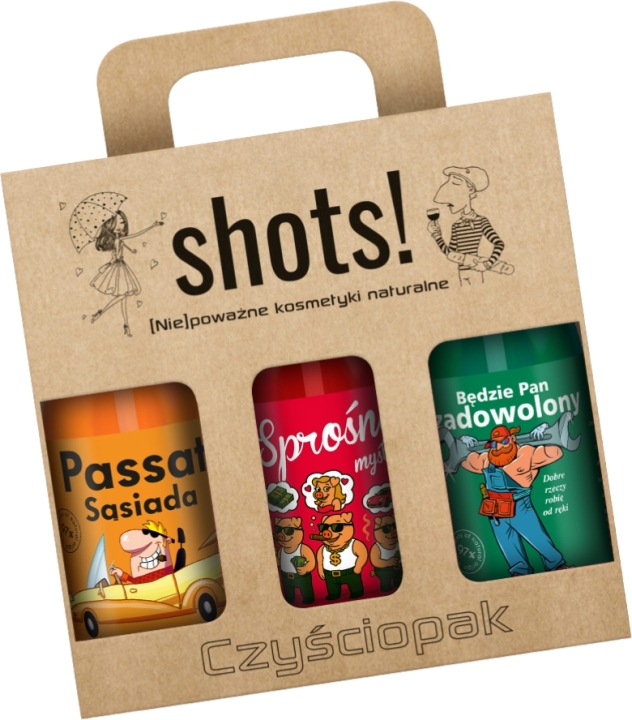 LaQ Shots! Czyściopak MĘSKI nr 3: Passat Sąsiada, Sprośne Myśli, Będzie Pan Zadowolony 3x500 ml