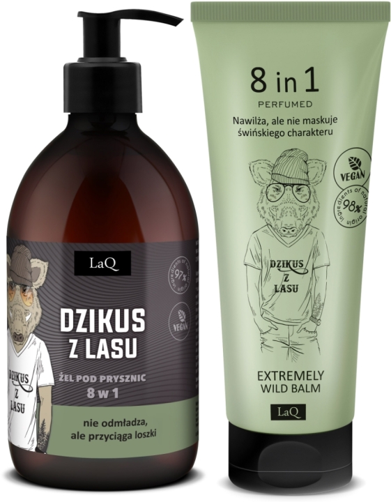 LaQ Zestaw DZIKUS Z LASU: żel, balsam tuba ZŁOTY 500 ml + 200 ml