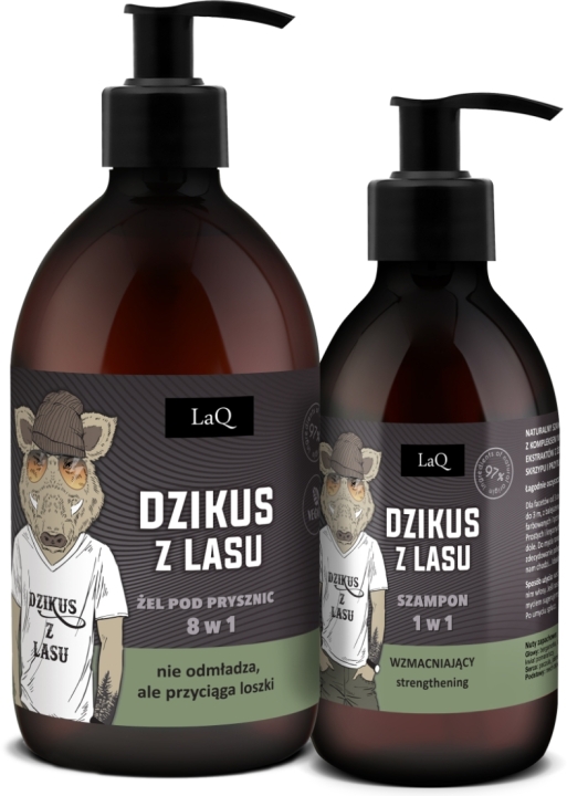 LaQ Zestaw DZIKUS Z LASU: żel, szampon ZŁOTY 500 ml + 300 ml