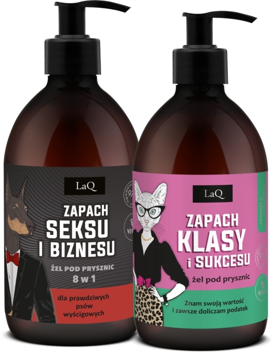 LaQ Zestaw MIX żel: Zapach seksu i biznesu czarny mat, Magnolia zapach klasy i sukcesu ZŁOTY 2x500ml