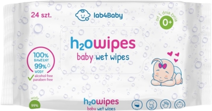 Lab4Baby H2O baby Wipes chusteczki nawilżane 1 x 24 szt.