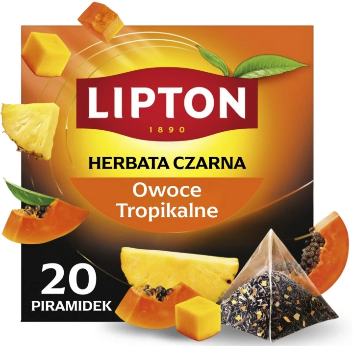 Lipton Herbata czarna Tropical Fruits owoce tropikalne 20 torebek