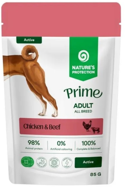 Nature's Protection Prime Adult Dog Mokra karma dla dorosłych psów kurczak z wołowiną 85 g
