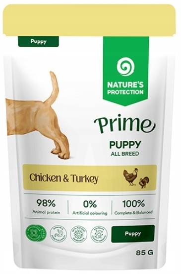 Nature's Protection Prime Puppy Dog mokra karma dla szczeniąt kurczak z indykiem 85 g