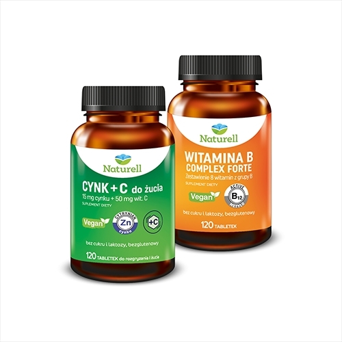 Naturell Cynk + C do żucia 120 tabletek + Naturell Witamina B Complex Forte 120 tabletek