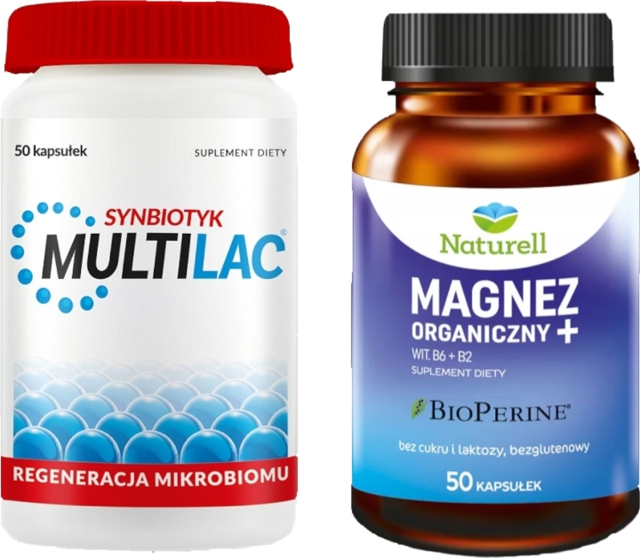 Naturell Magnez Organiczny + 100 kapsułek + Multilac 50 kapsułek