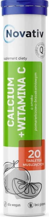 Novativ Calcium + Witamina C tabletki musujące 20 tabletek musujących
