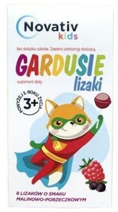 Novativ Kids Gardusie Lizaki o smaku malinowo-porzeczkowym 8 szt.