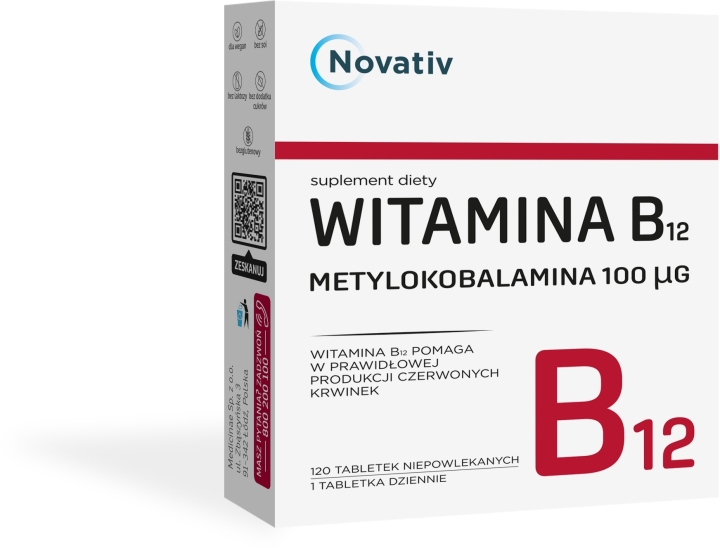 Novativ Witamina B12 Metylokobalamina 100 mcg 120 tabletek