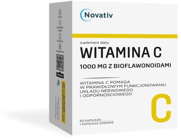 Novativ Witamina C 1000 mg z bioflawonoidami 60 kapsułek