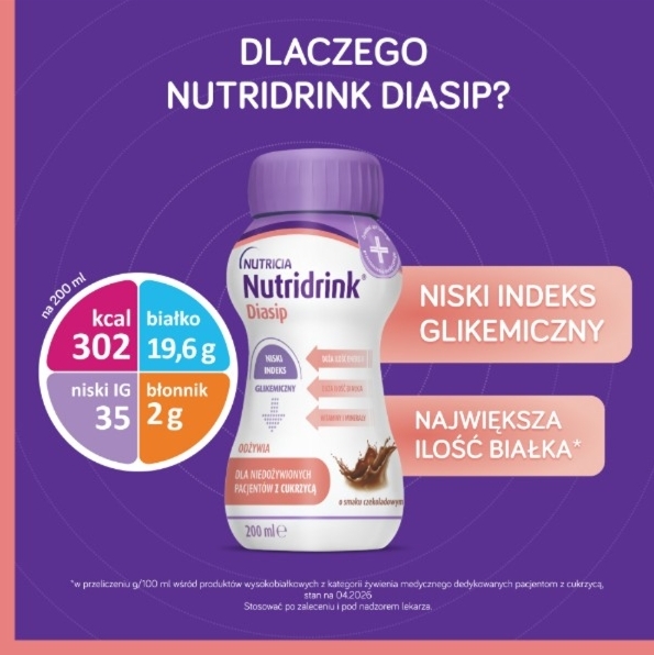 Nutridrink Diasip o smaku czekoladowym płyn 4 szt. po 200 ml