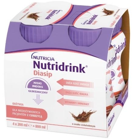 Nutridrink Diasip o smaku czekoladowym płyn 4 szt. po 200 ml