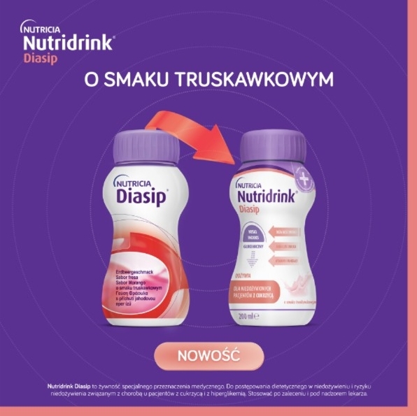 Nutridrink Diasip o smaku truskawkowym płyn 4 szt. po 200 ml