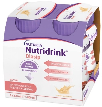 Nutridrink Diasip o smaku waniliowym płyn 4 szt. po 200 ml