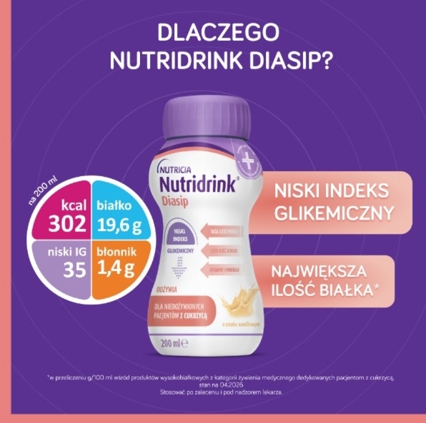 Nutridrink Diasip o smaku waniliowym płyn 4 szt. po 200 ml