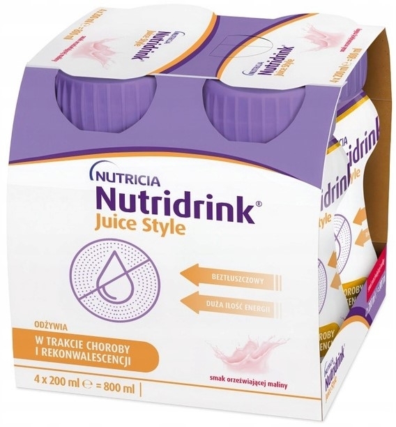 Nutridrink Juice Style o smaku orzeźwiającej maliny płyn doustny 4 x 200 ml