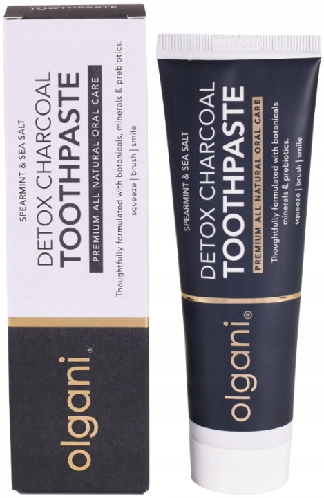 OLGANI Detox Charcoal Mięta & Sól morska Wybielająca pasta do zębów 75 ml