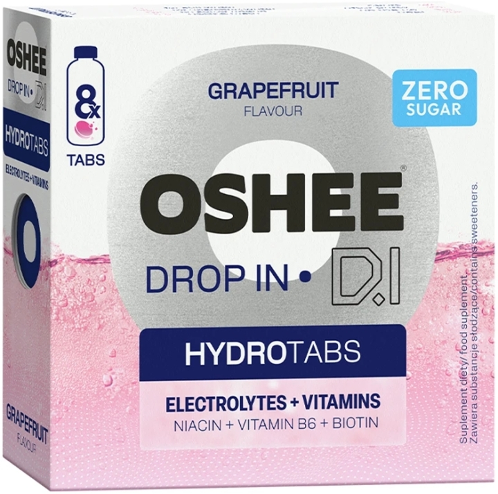 OSHEE Drop in Hydrotabs Elektrolity + Witaminy Grapefruit 8 tabletek