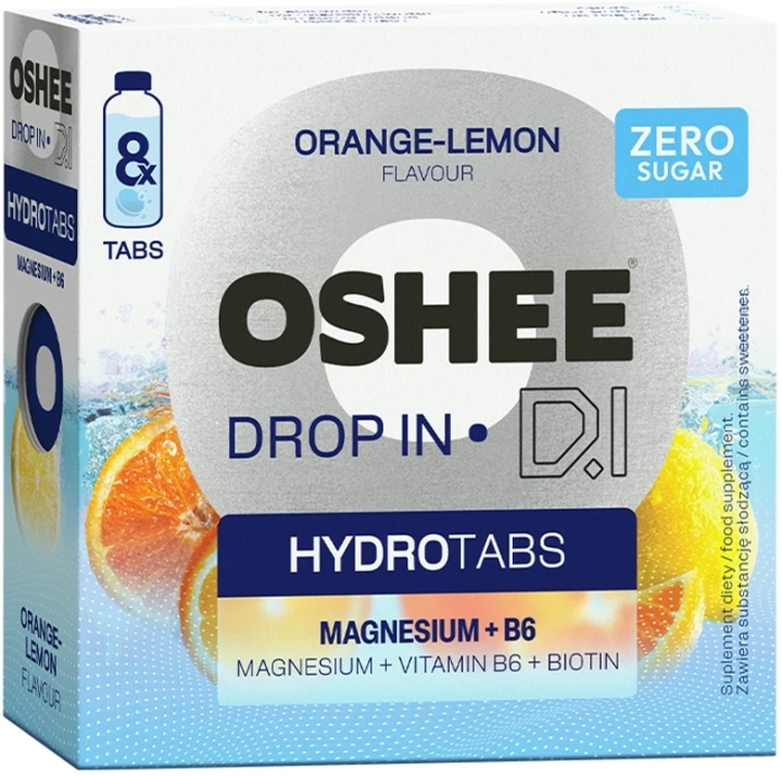 OSHEE Drop in Hydrotabs Magnez + B6 cytryna pomarańcza 8 tabletek