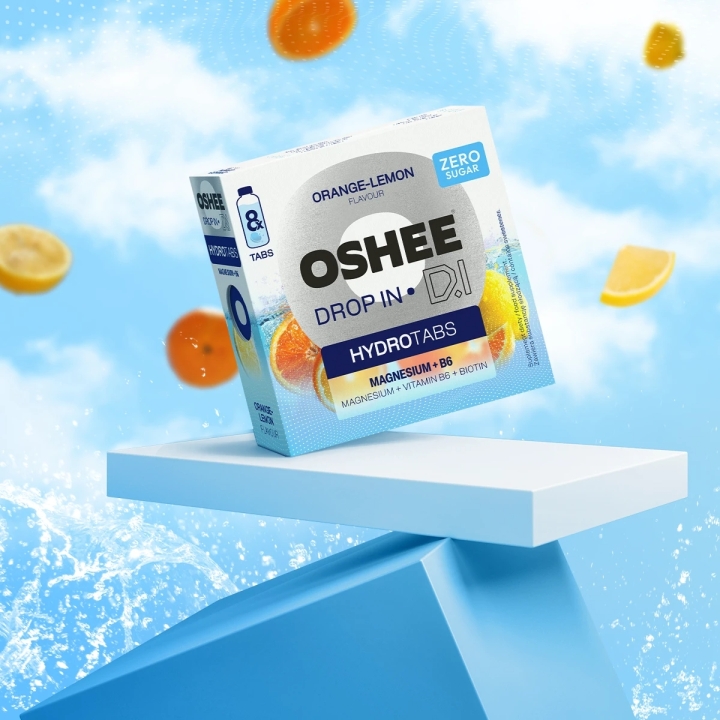 OSHEE Drop in Hydrotabs Magnez + B6 cytryna pomarańcza 8 tabletek