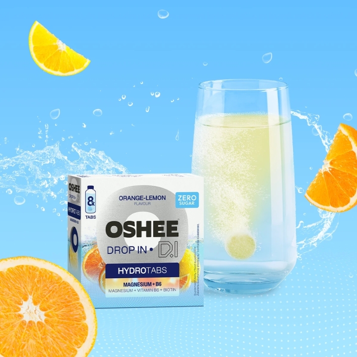OSHEE Drop in Hydrotabs Magnez + B6 cytryna pomarańcza 8 tabletek