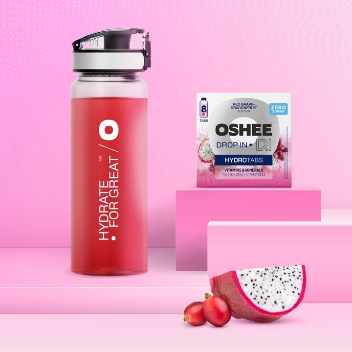 OSHEE Drop in Hydrotabs Witaminy i Minerały winogrona - dragonfruit 8 tabletek