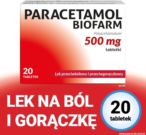 Paracetamol Biofarm 0,5 g x 20 tabletek