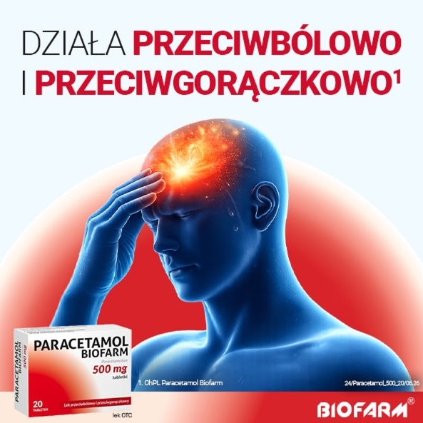 Paracetamol Biofarm 0,5 g x 20 tabletek